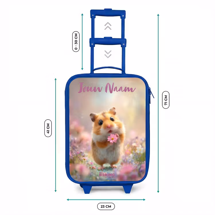 Kinderkoffer met naam - Blauw - Hamster - Bloem - Natuur - Dier — 6