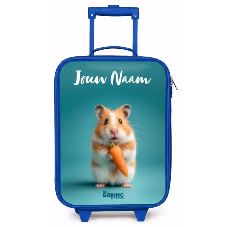 Kinderkoffer met naam - Blauw - Hamster - Wortel - Dier — 1