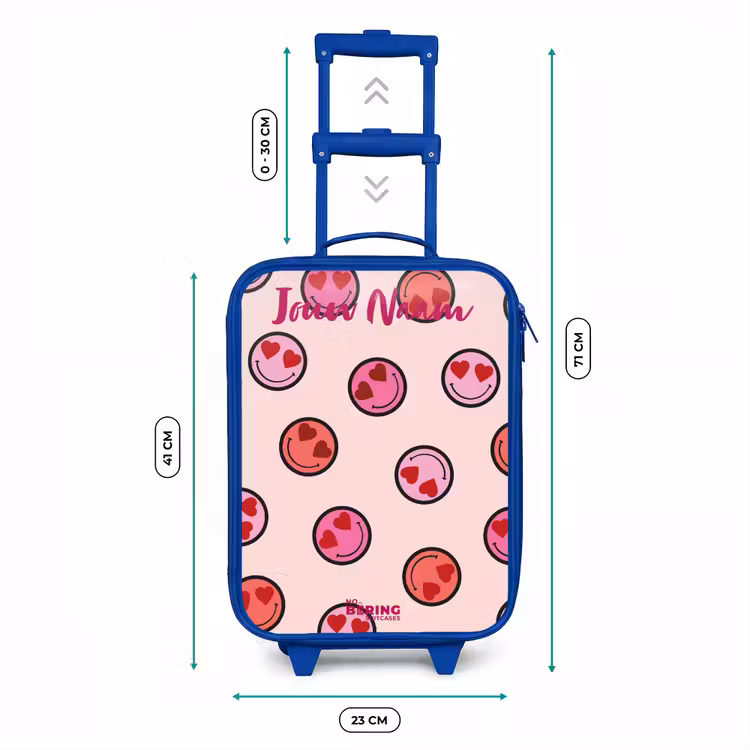 Kinderkoffer met naam - Blauw - Hartje - Smiley - Patroon — 6