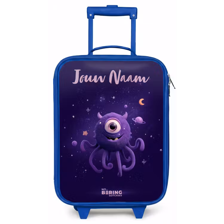 Kinderkoffer met naam - Blauw - Kosmisch tentakelmonster — 1