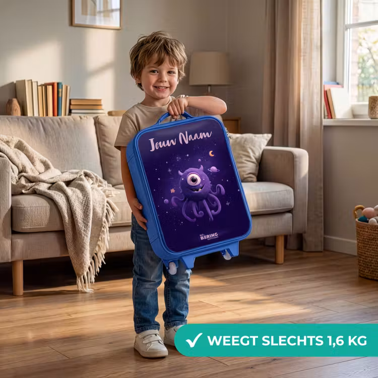 Kinderkoffer met naam - Blauw - Kosmisch tentakelmonster — 2
