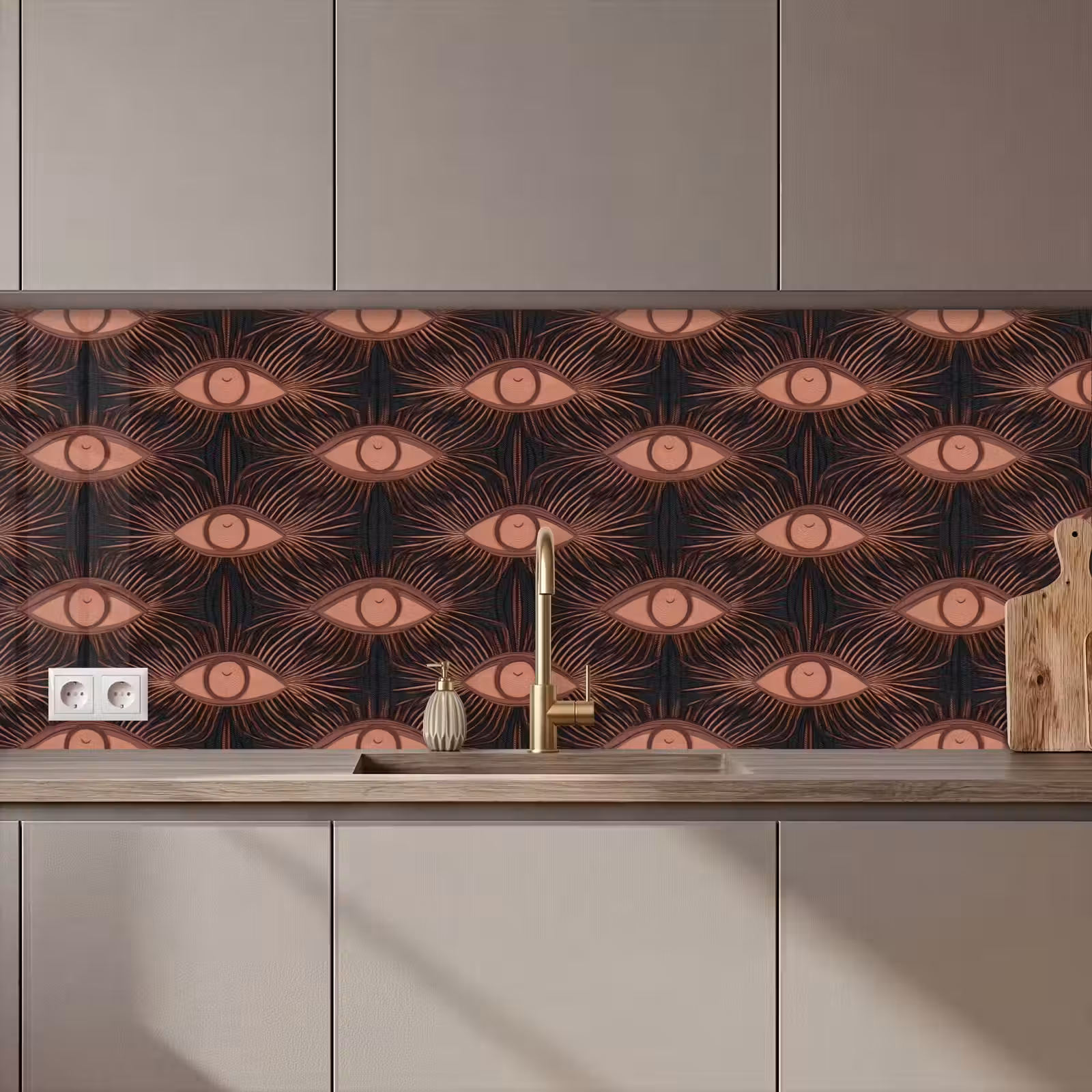 Keuken achterwand - Boheems - Oog - Bruin — 1