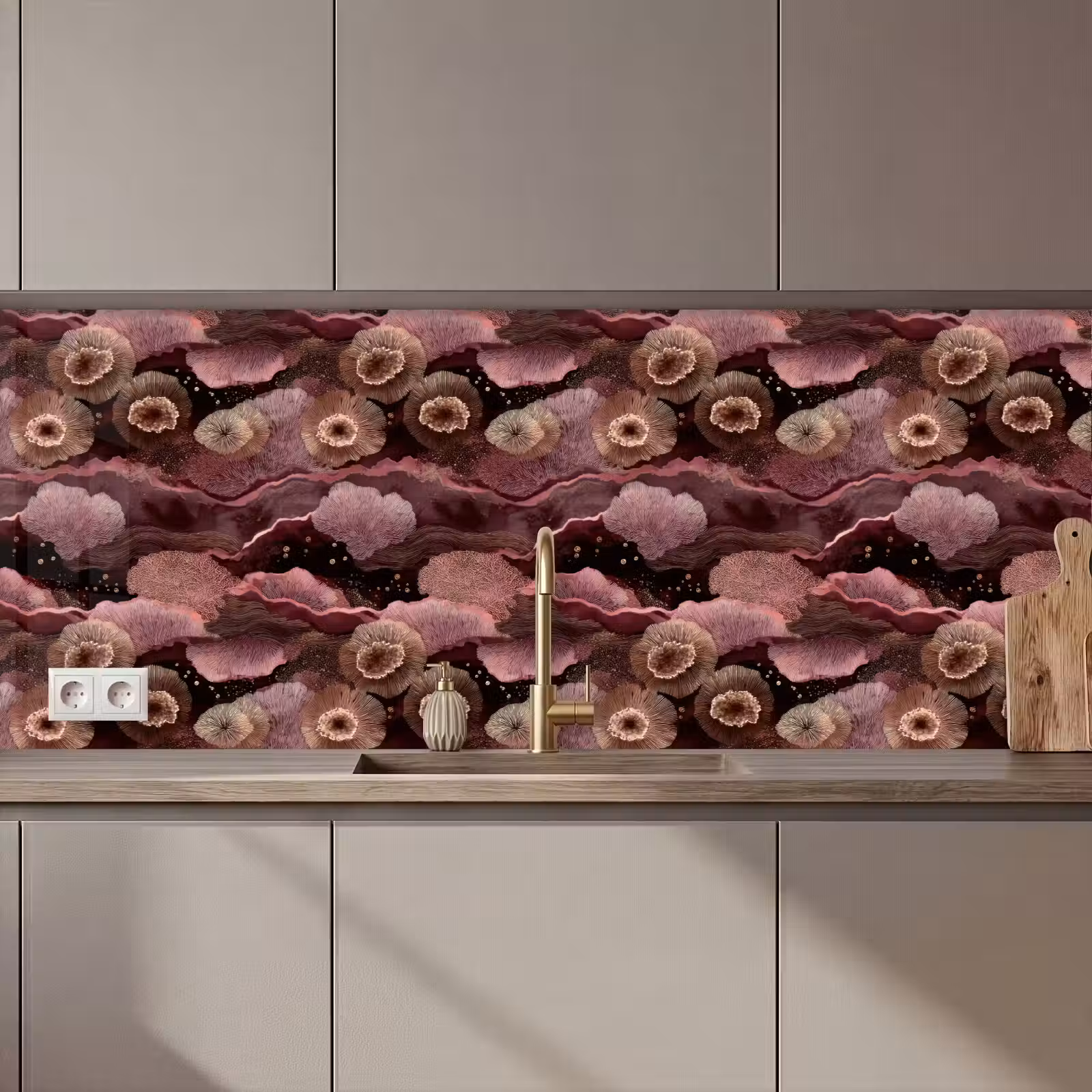 Keuken achterwand - Koraal - Organisch - Roze — 1