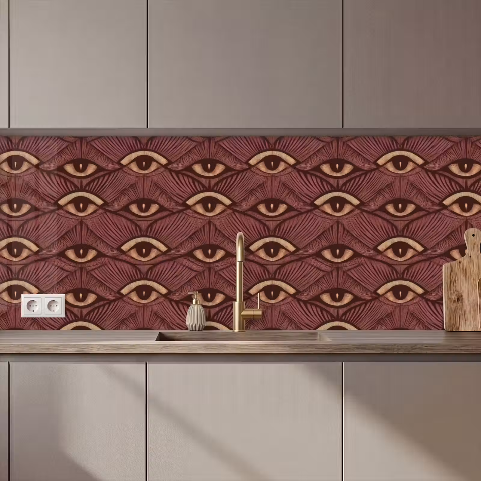 Keuken achterwand - Mystiek - Ogen - Bruin — 1