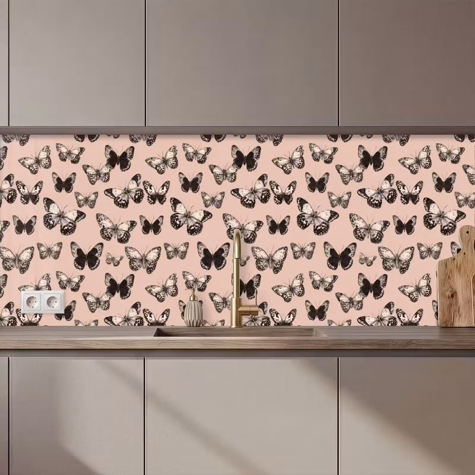 Keuken achterwand - Tijdloos - Vlinders - Perzik — 1