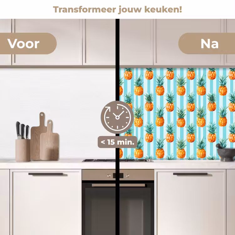 Keuken achterwand - Ananas - Strepen - Groen — 3