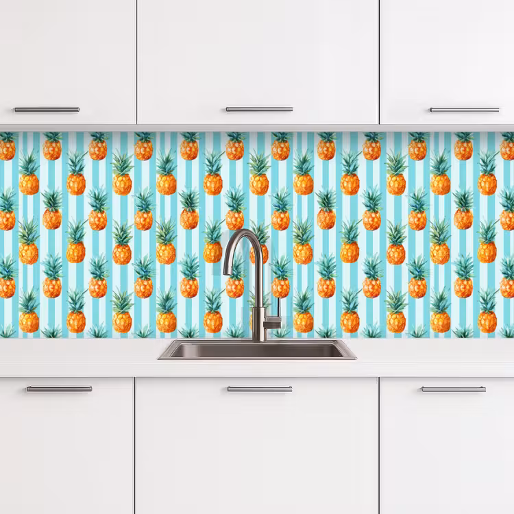 Keuken achterwand - Ananas - Strepen - Groen — 4