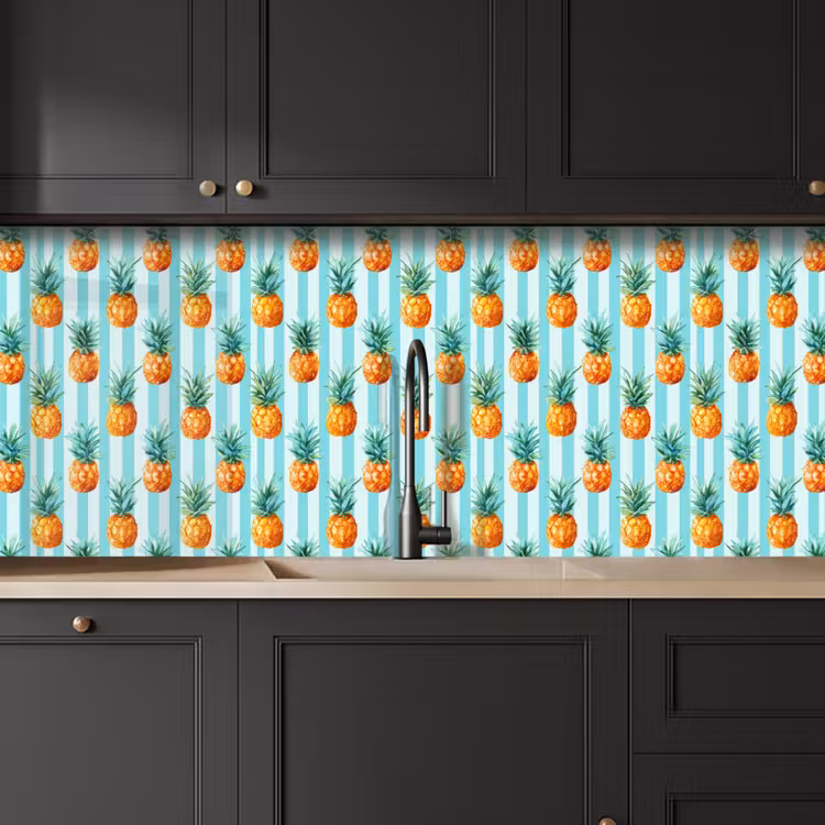 Keuken achterwand - Ananas - Strepen - Groen — 6
