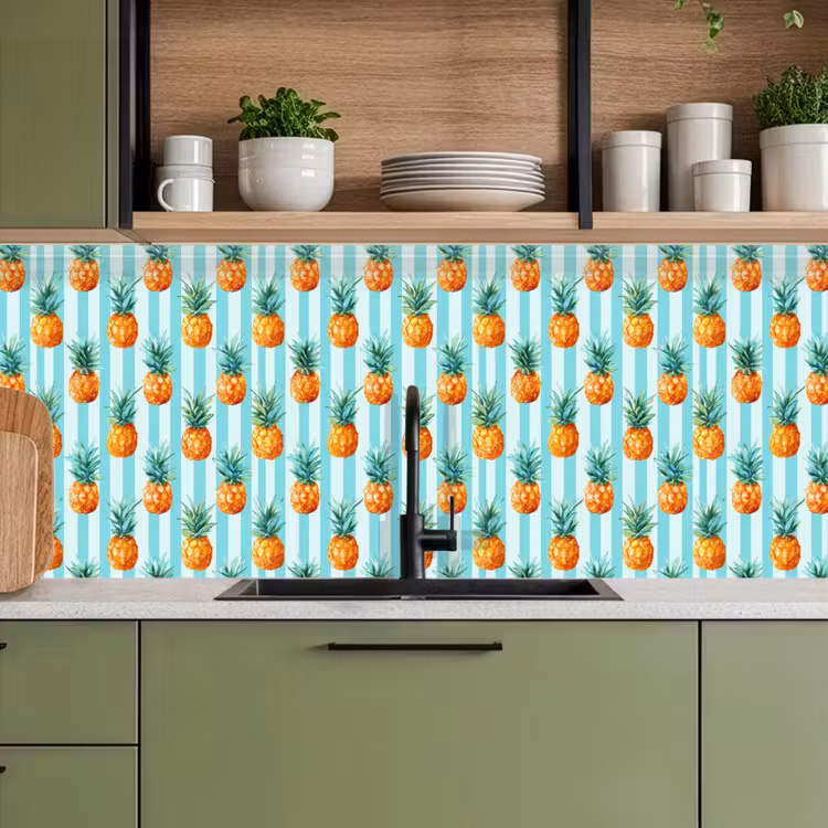 Keuken achterwand - Ananas - Strepen - Groen — 8