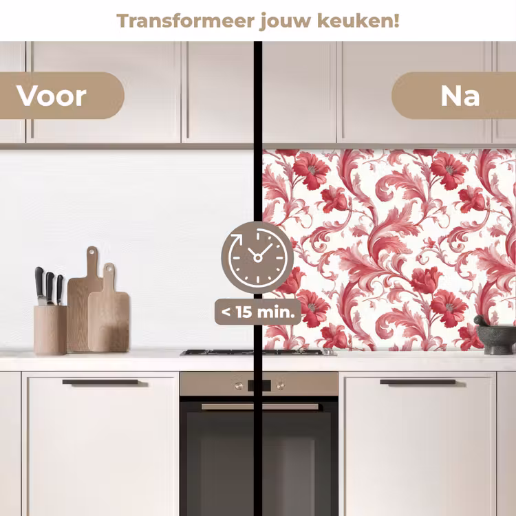 Keuken achterwand - Barok - Patroon - Rood — 3
