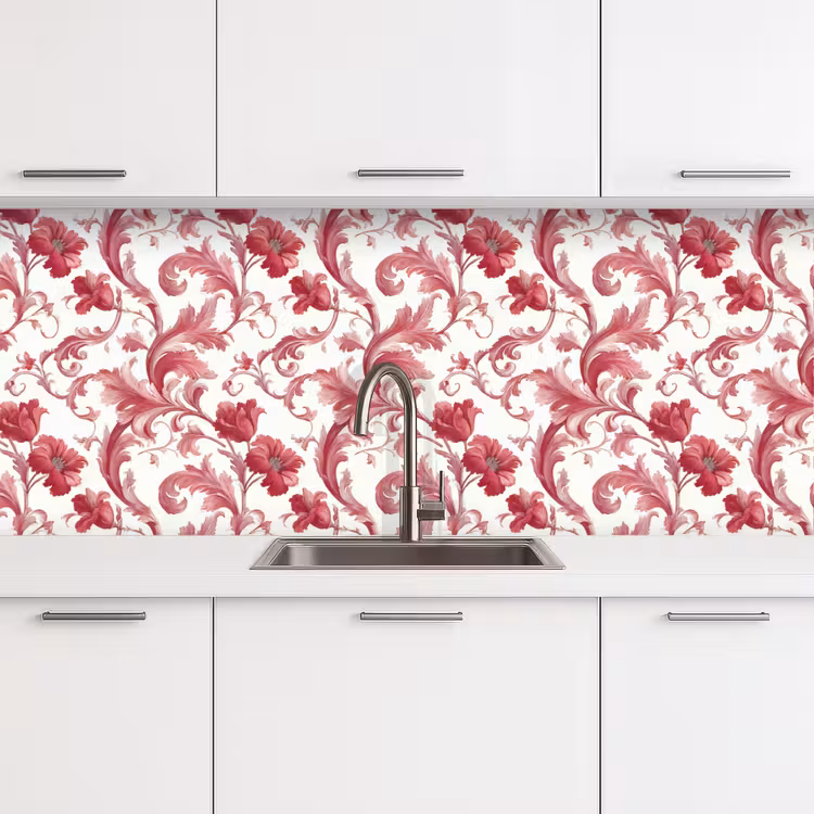Keuken achterwand - Barok - Patroon - Rood — 4