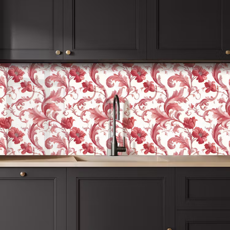 Keuken achterwand - Barok - Patroon - Rood — 6