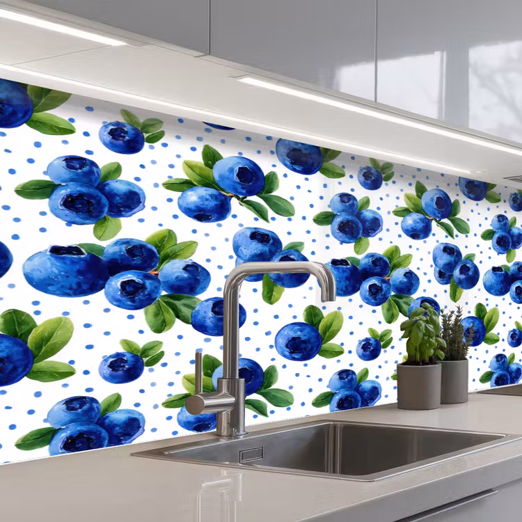 Keuken achterwand - Bessen - Patroon - Blauw — 2