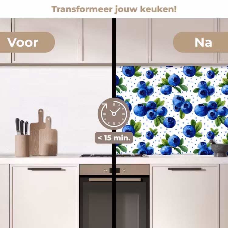 Keuken achterwand - Bessen - Patroon - Blauw — 3