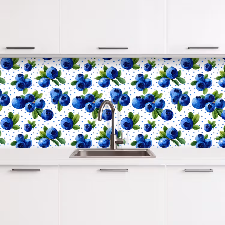 Keuken achterwand - Bessen - Patroon - Blauw — 4