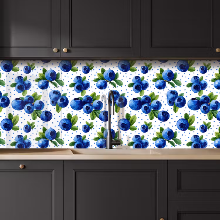 Keuken achterwand - Bessen - Patroon - Blauw — 6