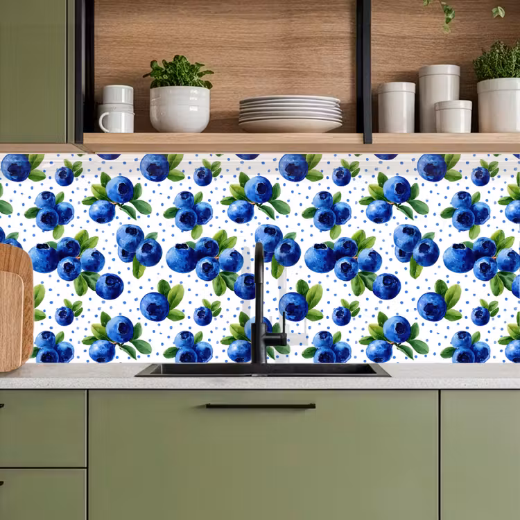Keuken achterwand - Bessen - Patroon - Blauw — 8