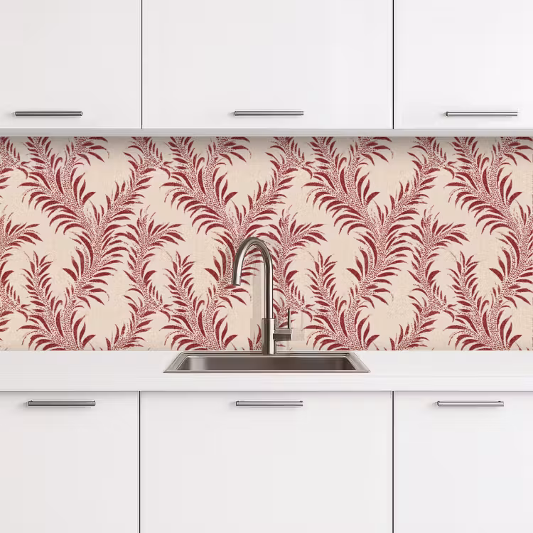 Keuken achterwand - Bladeren - Linnen - Rood — 4