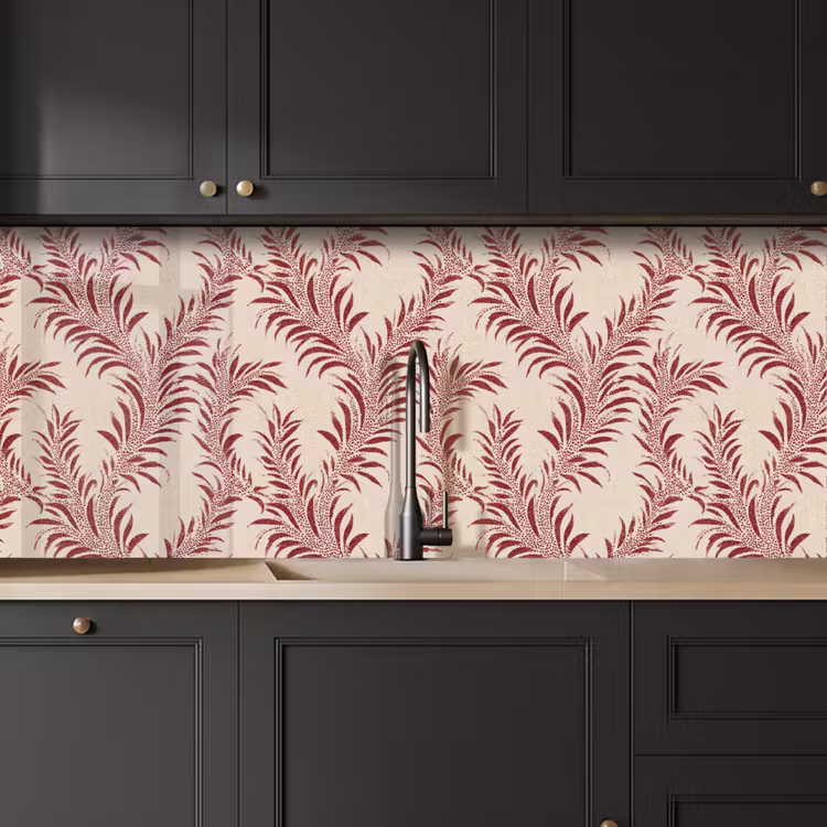 Keuken achterwand - Bladeren - Linnen - Rood — 6