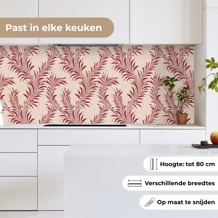 Keuken achterwand - Bladeren - Linnen - Rood — 7