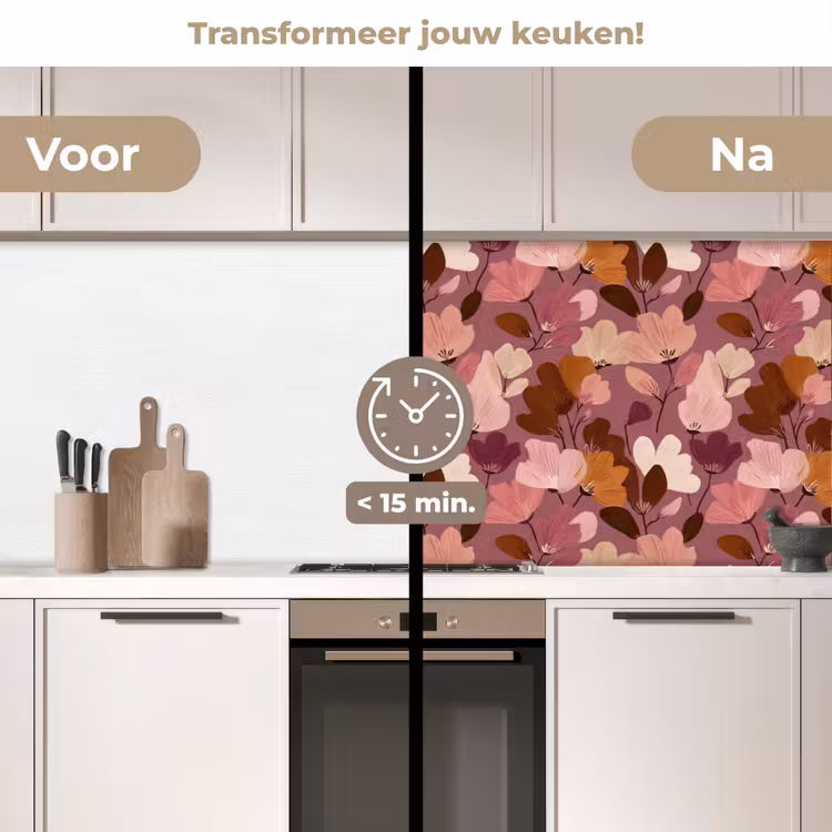 Keuken achterwand - Bloem - Patroon - Roze — 3