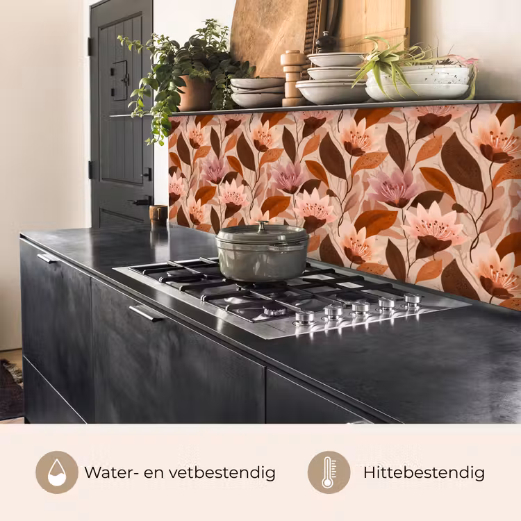 Keuken achterwand - Bloemen - Bladeren - Bruin — 5