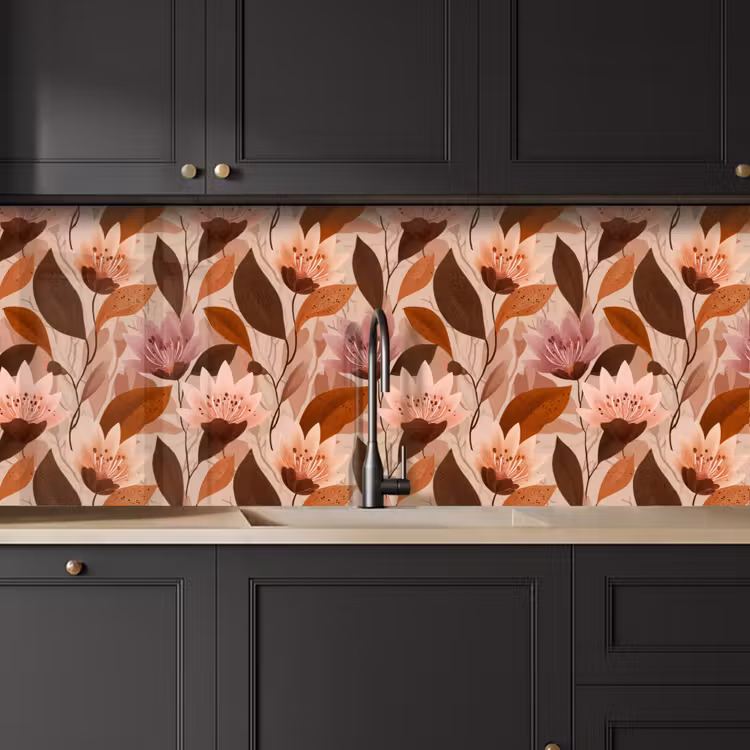 Keuken achterwand - Bloemen - Bladeren - Bruin — 6