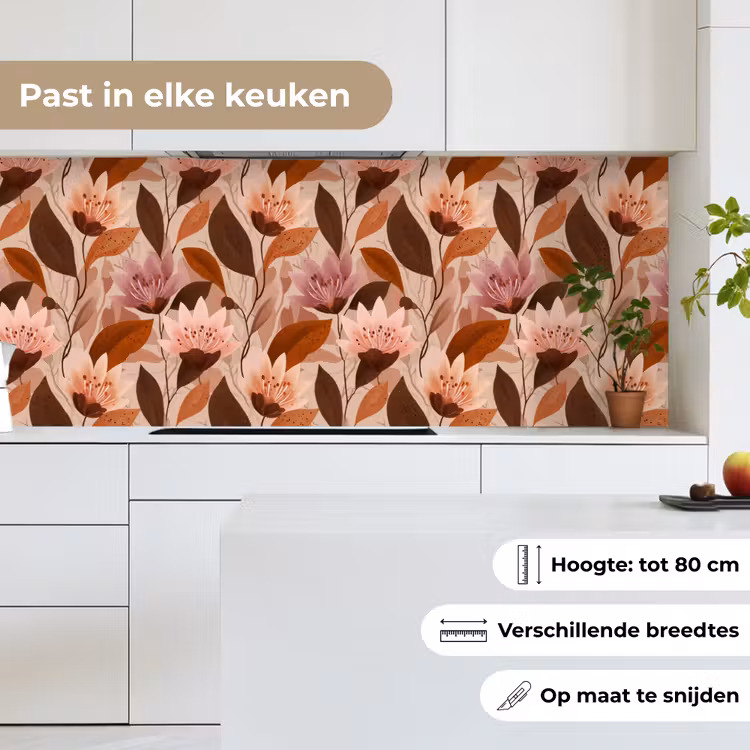 Keuken achterwand - Bloemen - Bladeren - Bruin — 7