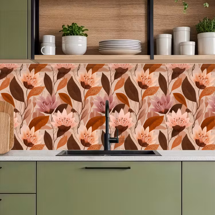 Keuken achterwand - Bloemen - Bladeren - Bruin — 8