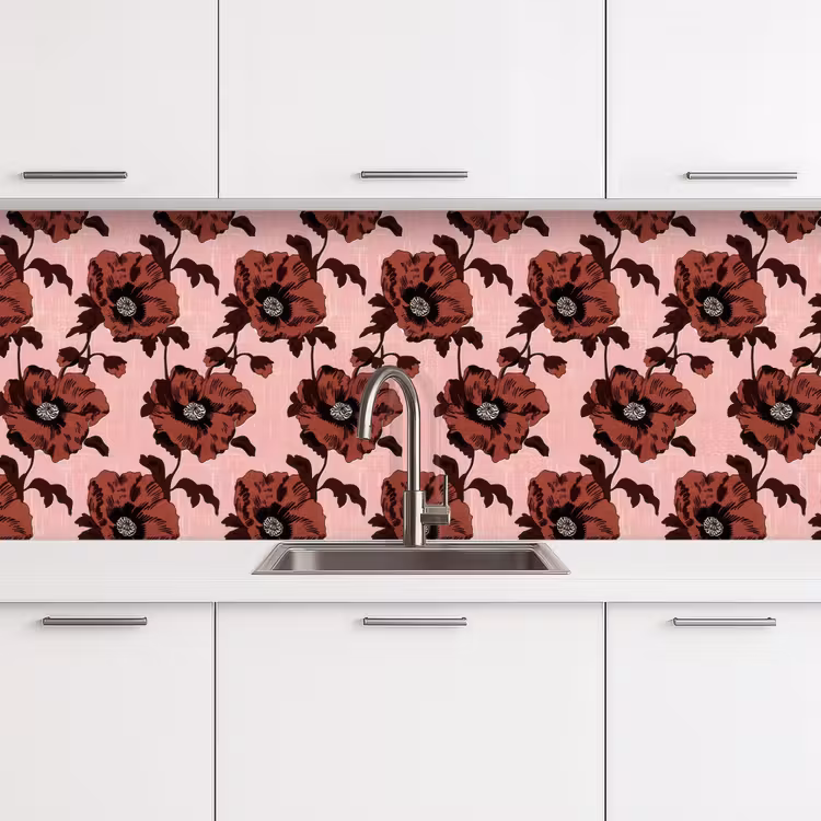 Keuken achterwand - Bloemen - Retro - Rood — 4