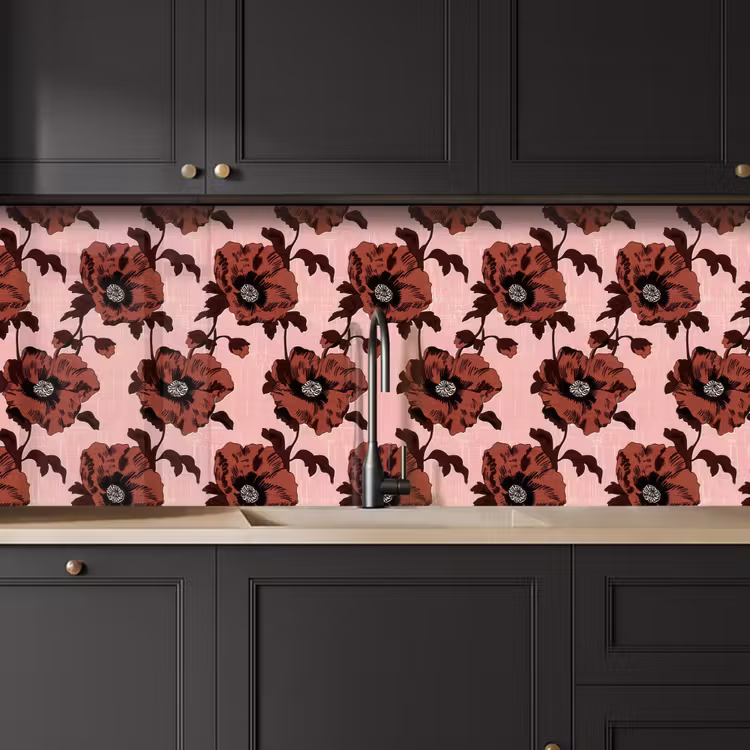 Keuken achterwand - Bloemen - Retro - Rood — 6