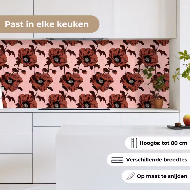 Keuken achterwand - Bloemen - Retro - Rood — 7