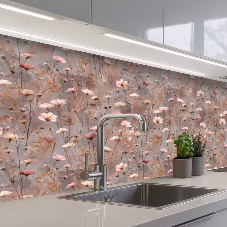 Keuken achterwand - Bloemen - Wild - Pastel — 2