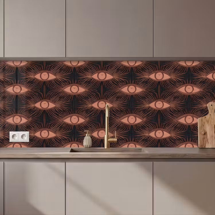 Keuken achterwand - Boheems - Oog - Bruin — 1