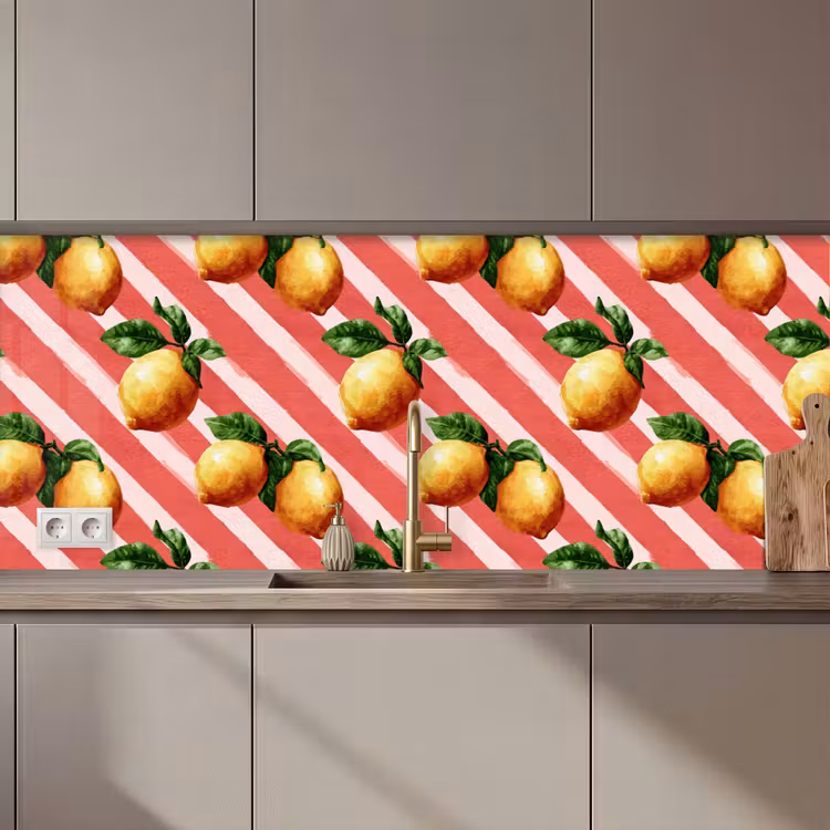 Keuken achterwand - Citroen - Geïllustreerd - Oranje — 1