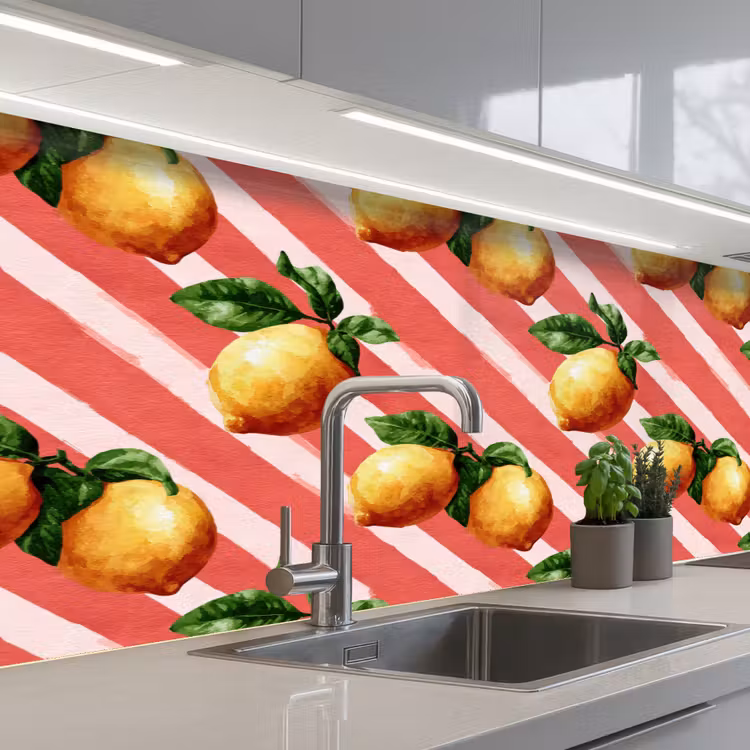 Keuken achterwand - Citroen - Geïllustreerd - Oranje — 2