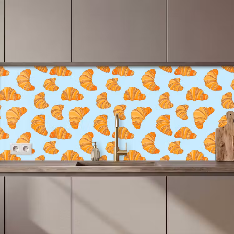 Keuken achterwand - Croissant - Speels - Blauw — 1