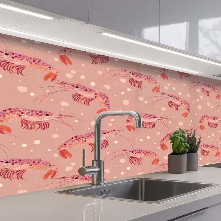 Keuken achterwand - Garnalen - Stippen - Roze — 2