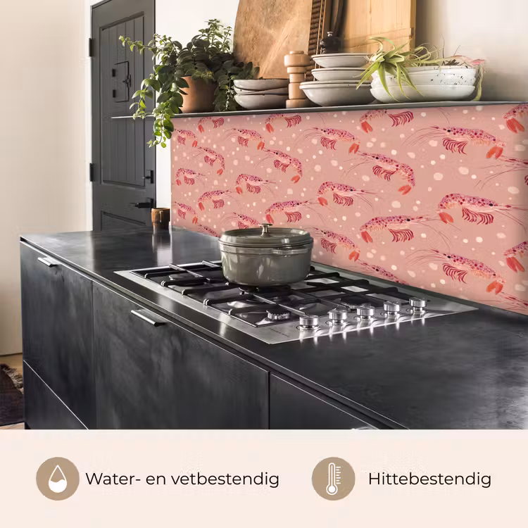 Keuken achterwand - Garnalen - Stippen - Roze — 5