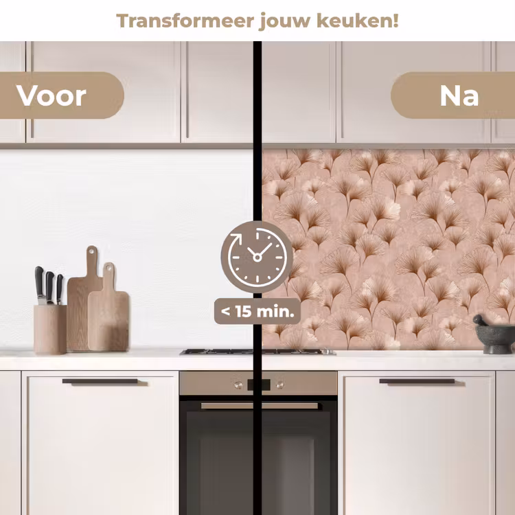 Keuken achterwand - Ginkgo - Patroon - Roze — 3