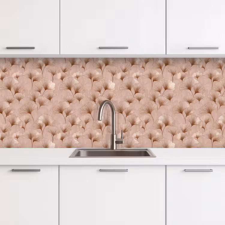 Keuken achterwand - Ginkgo - Patroon - Roze — 4