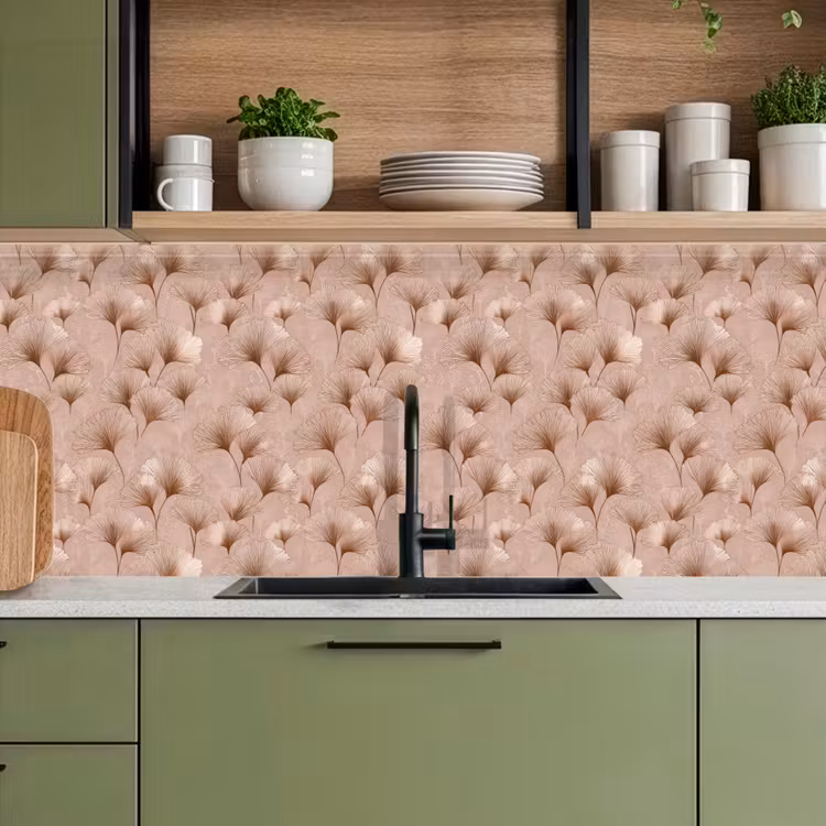 Keuken achterwand - Ginkgo - Patroon - Roze — 8
