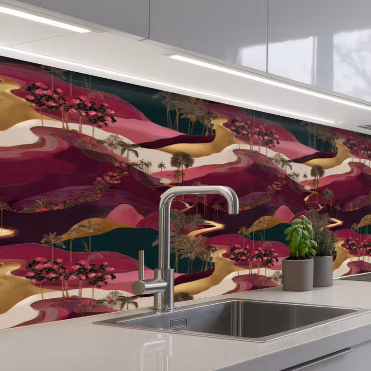 Keuken achterwand - Magisch - Palmbomen - Goud — 2