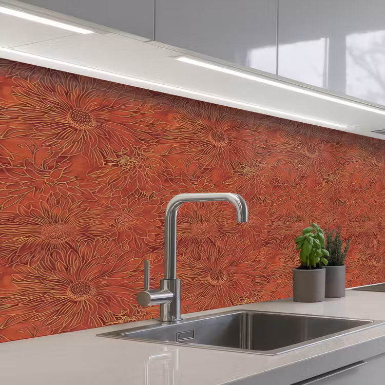 Keuken achterwand - Oosters - Bloemen - Terracotta — 2