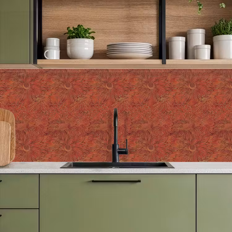 Keuken achterwand - Oosters - Bloemen - Terracotta — 8