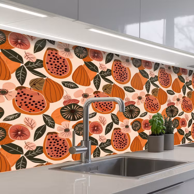 Keuken achterwand - Papaja - Bloesem - Oranje — 2