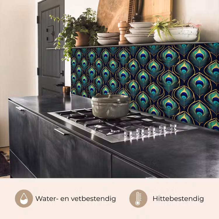 Keuken achterwand - Pauw - Veren - Groen — 5