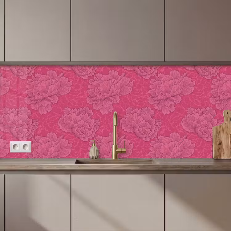Keuken achterwand - Pioenrozen - Energiek - Roze — 1