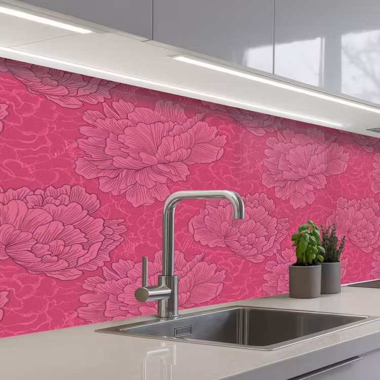 Keuken achterwand - Pioenrozen - Energiek - Roze — 2