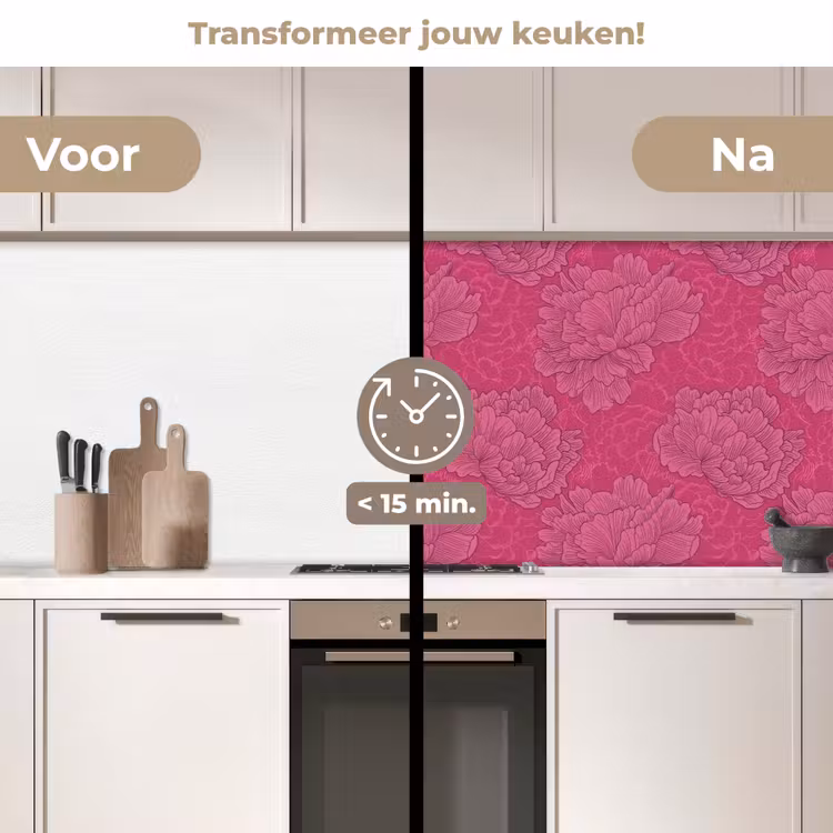 Keuken achterwand - Pioenrozen - Energiek - Roze — 3